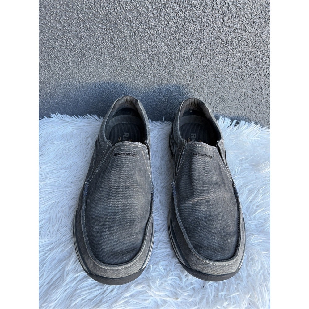 Skechers Shoes Mens 12 Black Gray Relaxed Fit Memory Foam Slip Ins Comfort
